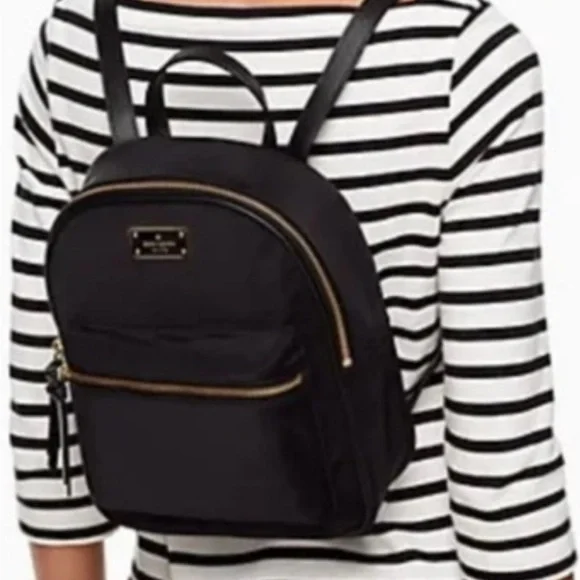 kate spade | Bags | Kate Spade Black And Gold Backpack Sleek  display picture 3